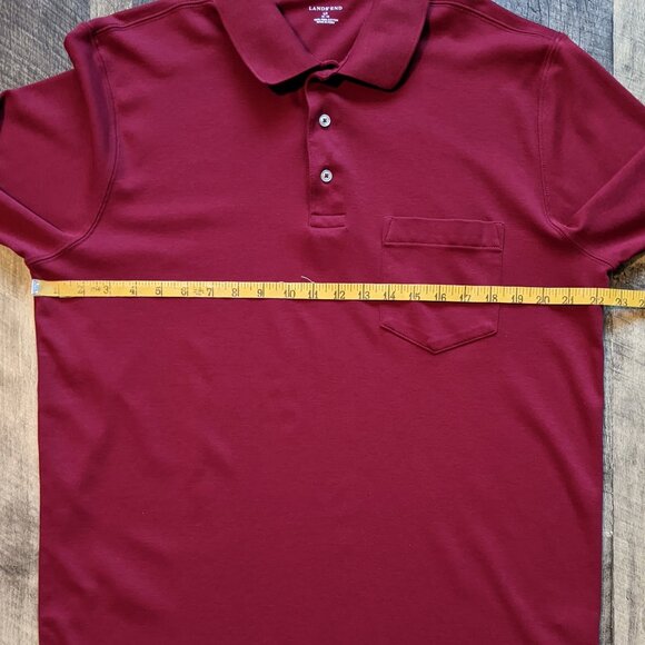 Lands’ End Men’s Long Sleeve Cotton Supima Pocket Polo Shirt Red - Picture 6 of 6